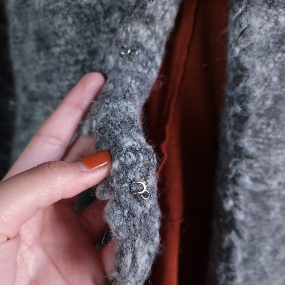 Nine West Cozy Wool Blend Loop Knit Hook Front Longline Cardigan Marled Gray Med - Picture 5 of 16